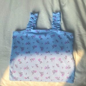 Blue floral crop top/ size XS for women